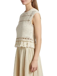 Mira Cotton Crochet Fringe Top