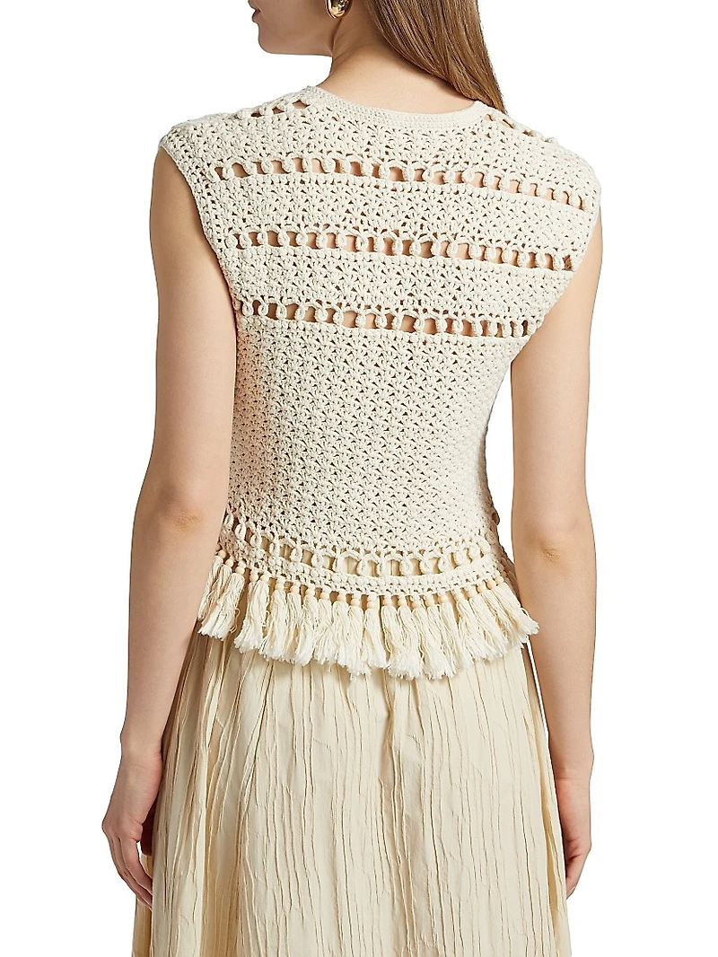 Mira Cotton Crochet Fringe Top