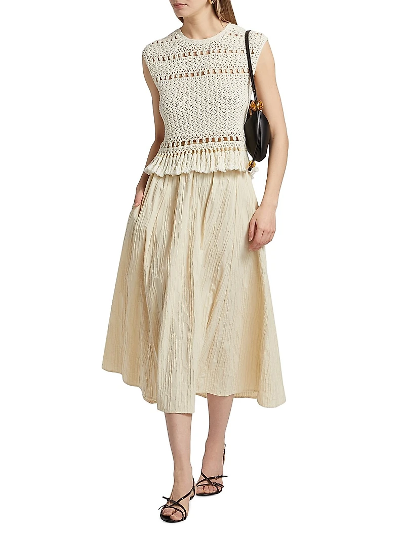 Mira Cotton Crochet Fringe Top