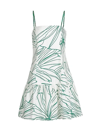 Anita Palm Print Cotton Minidress