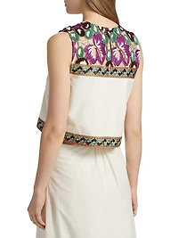 Lorel Floral Embroidered Cotton Crop Top
