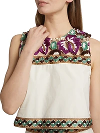 Lorel Floral Embroidered Cotton Crop Top