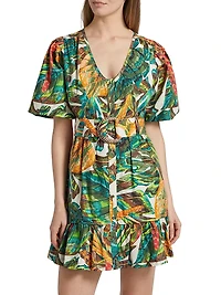 Gwyneth Botanical Cotton Belted Minidress