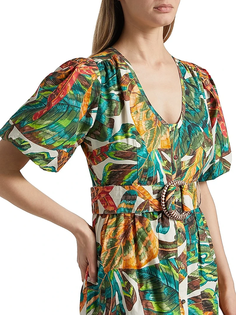 Gwyneth Botanical Cotton Belted Minidress