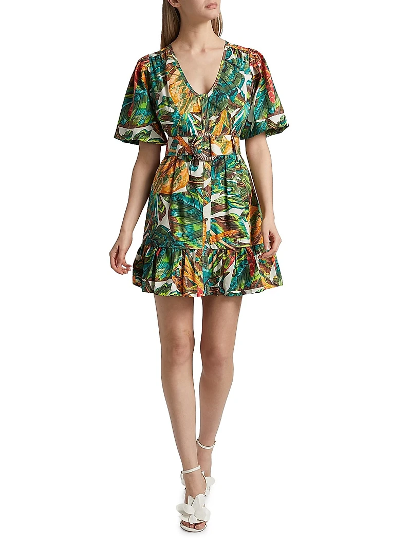 Gwyneth Botanical Cotton Belted Minidress