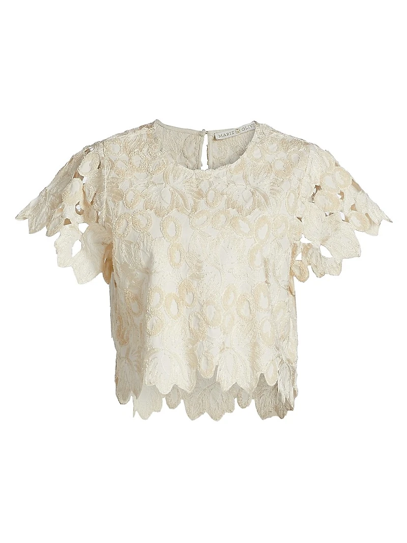 Pelumi Embroidered Cotton Crop Top