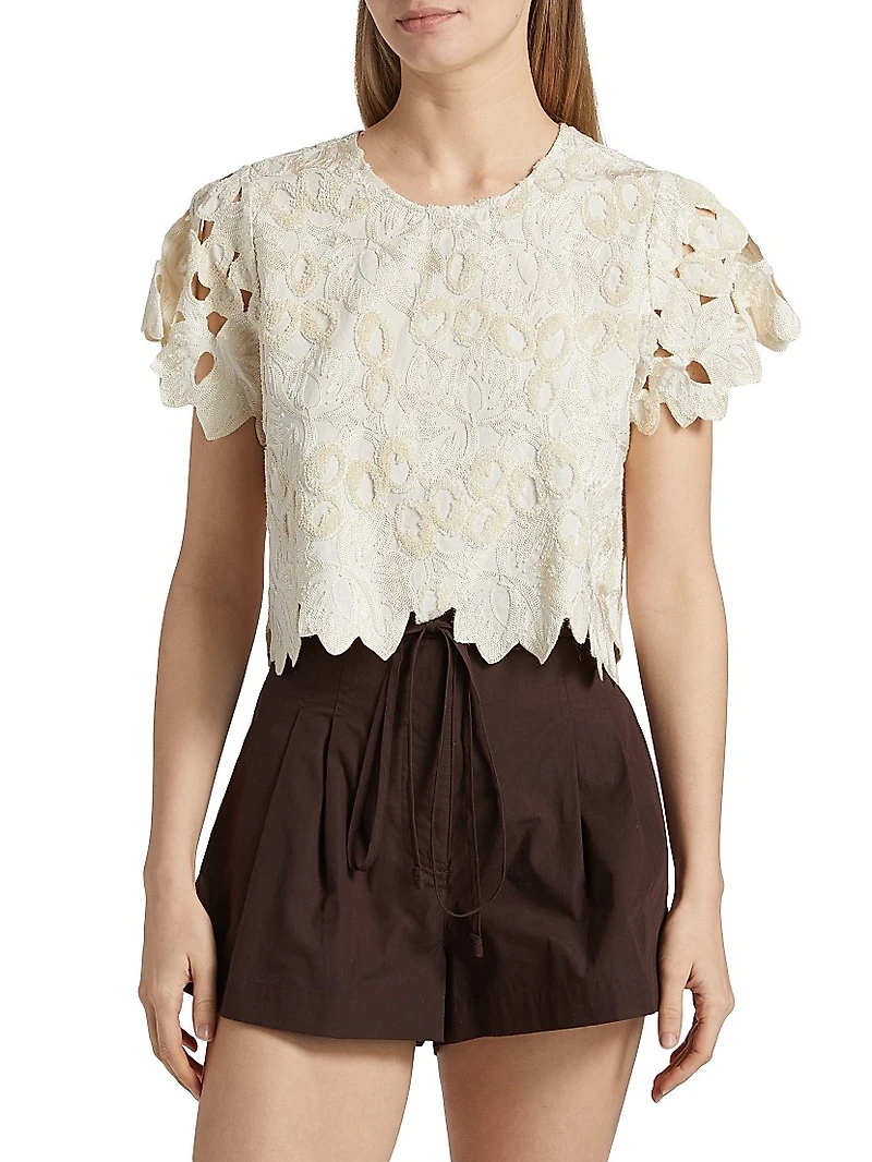 Pelumi Embroidered Cotton Crop Top