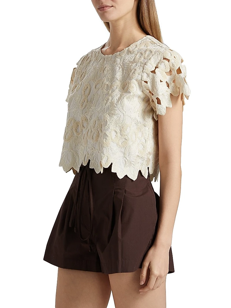 Pelumi Embroidered Cotton Crop Top