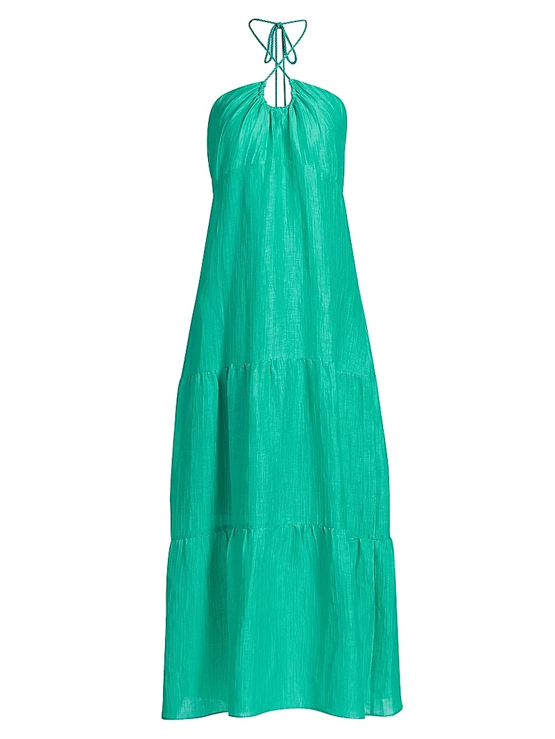 Zenna Linen-Silk Halterneck Maxi Dress