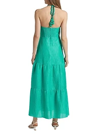 Zenna Linen-Silk Halterneck Maxi Dress
