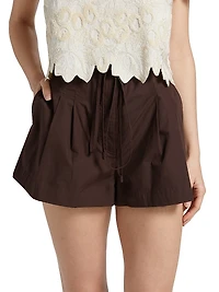 Lander High-Rise Cotton A-Line Shorts