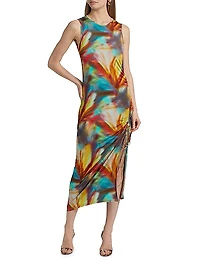 Ilana Abstract Print Ruched Midi Dress