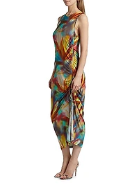 Ilana Abstract Print Ruched Midi Dress