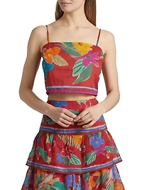 Wyatt Floral Cotton Sleeveless Crop Top
