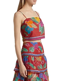 Wyatt Floral Cotton Sleeveless Crop Top