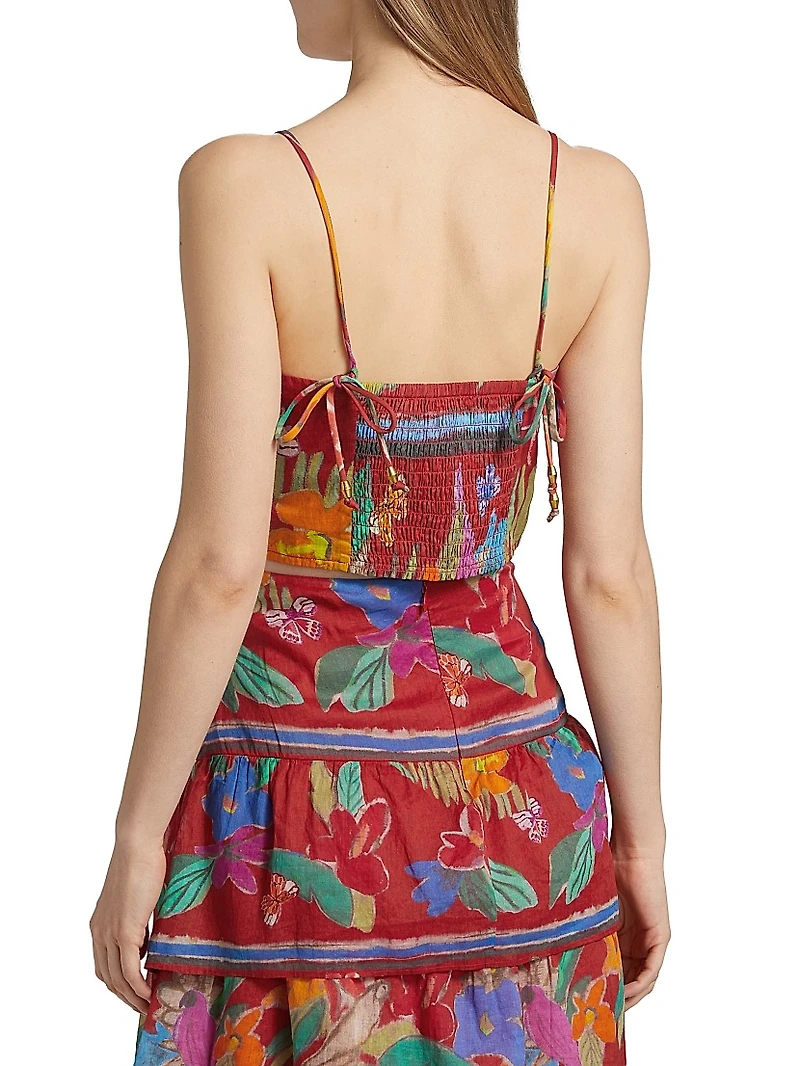 Wyatt Floral Cotton Sleeveless Crop Top