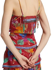 Wyatt Floral Cotton Sleeveless Crop Top