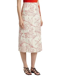 Sandra Embroidered Linen Wrap Midi-Skirt