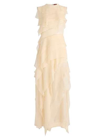 Gigi Ruffled Silk Maxi Dress