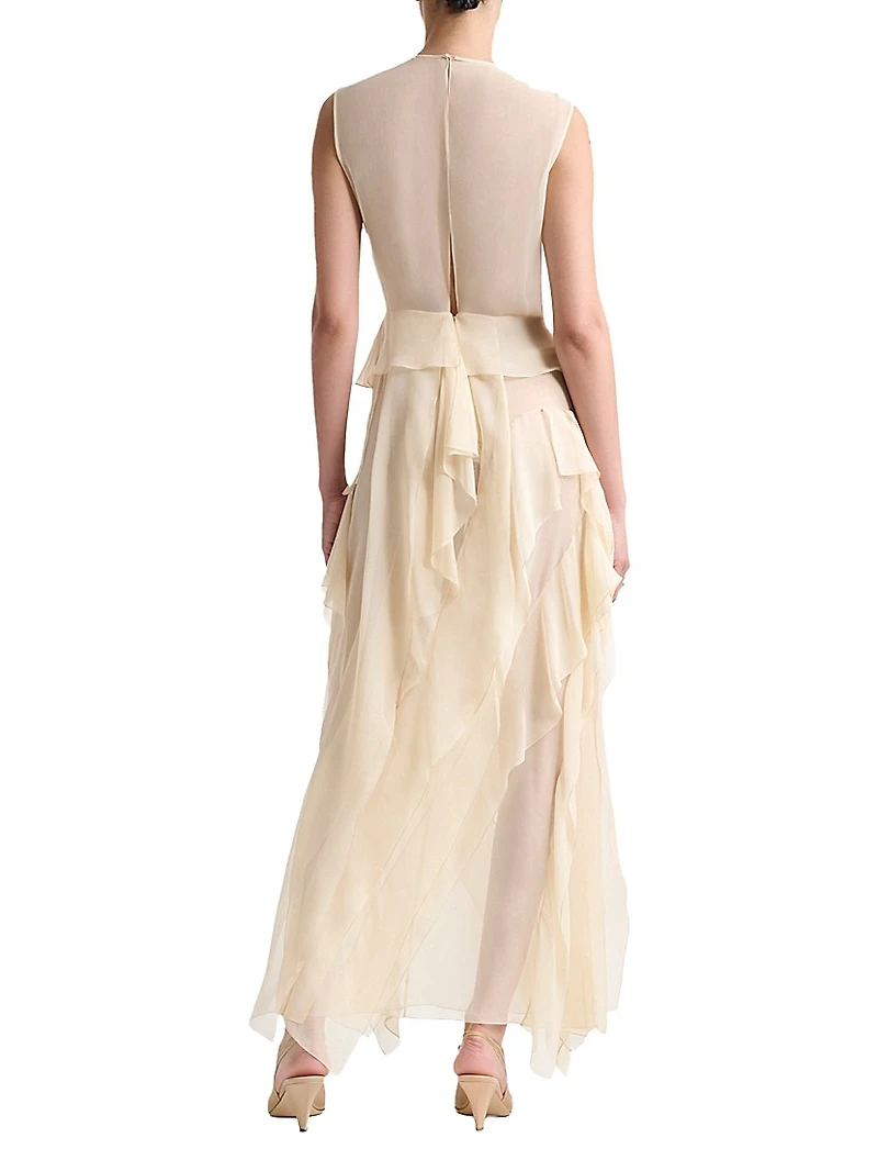 Gigi Ruffled Silk Maxi Dress