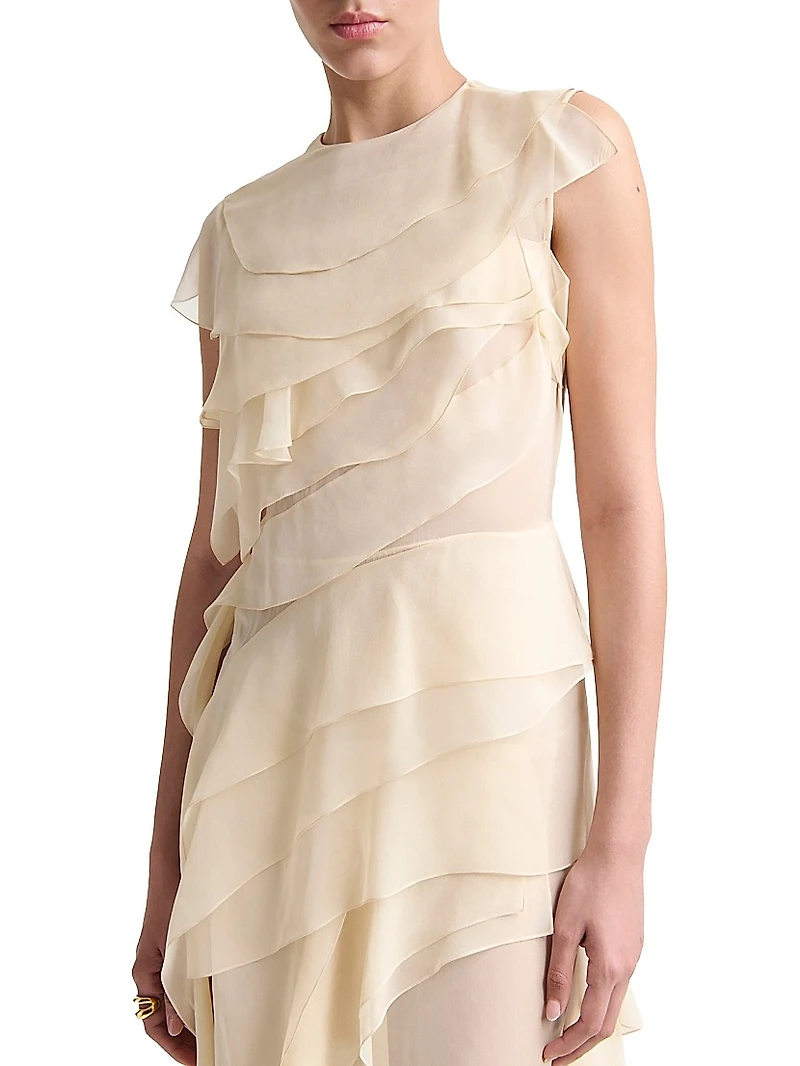 Gigi Ruffled Silk Maxi Dress