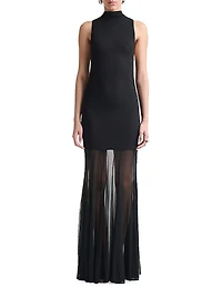 Alicka Sheer-Skirt Sleeveless Maxi Dress