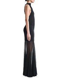 Alicka Sheer-Skirt Sleeveless Maxi Dress