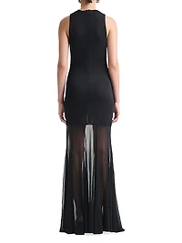Alicka Sheer-Skirt Sleeveless Maxi Dress