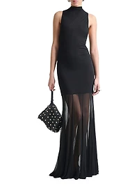 Alicka Sheer-Skirt Sleeveless Maxi Dress