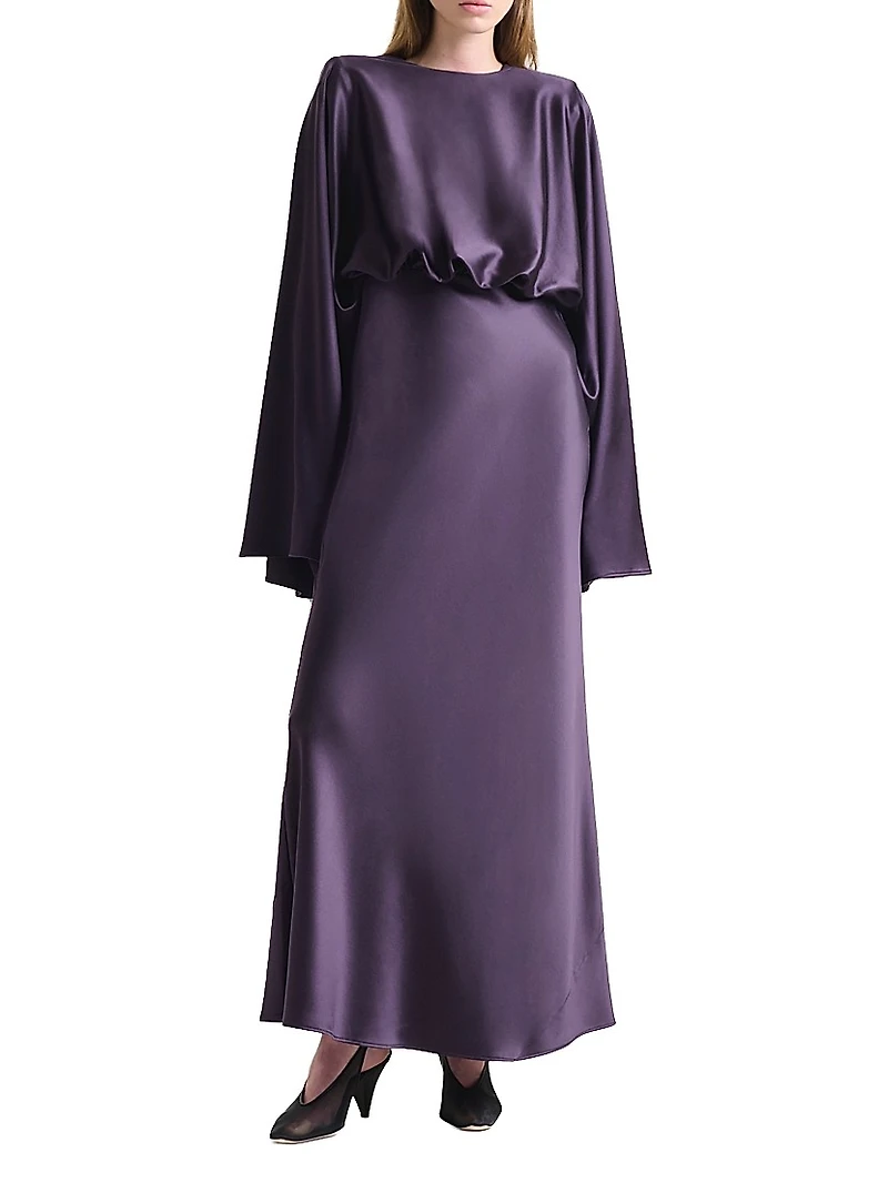 Evinka Silk Bell-Sleeve Maxi Dress