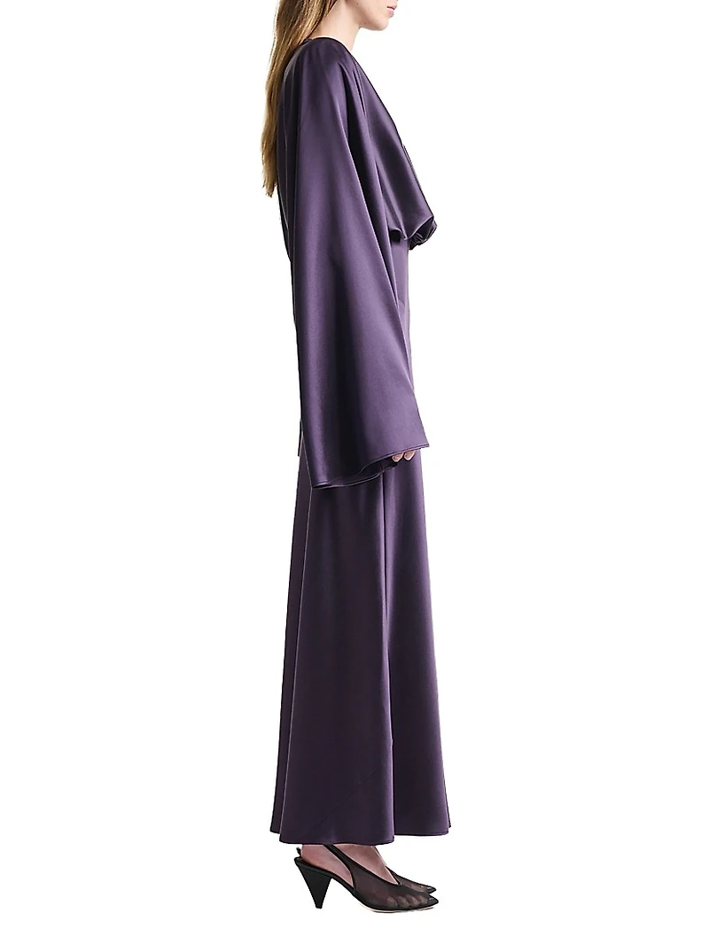 Evinka Silk Bell-Sleeve Maxi Dress