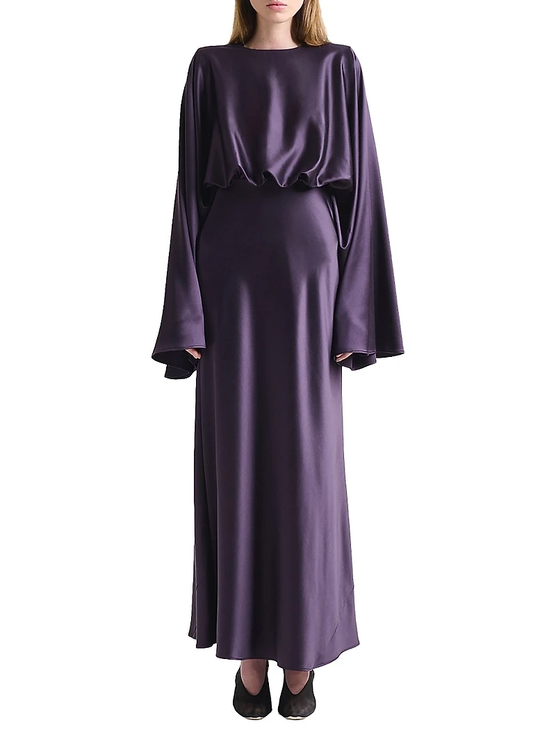 Evinka Silk Bell-Sleeve Maxi Dress