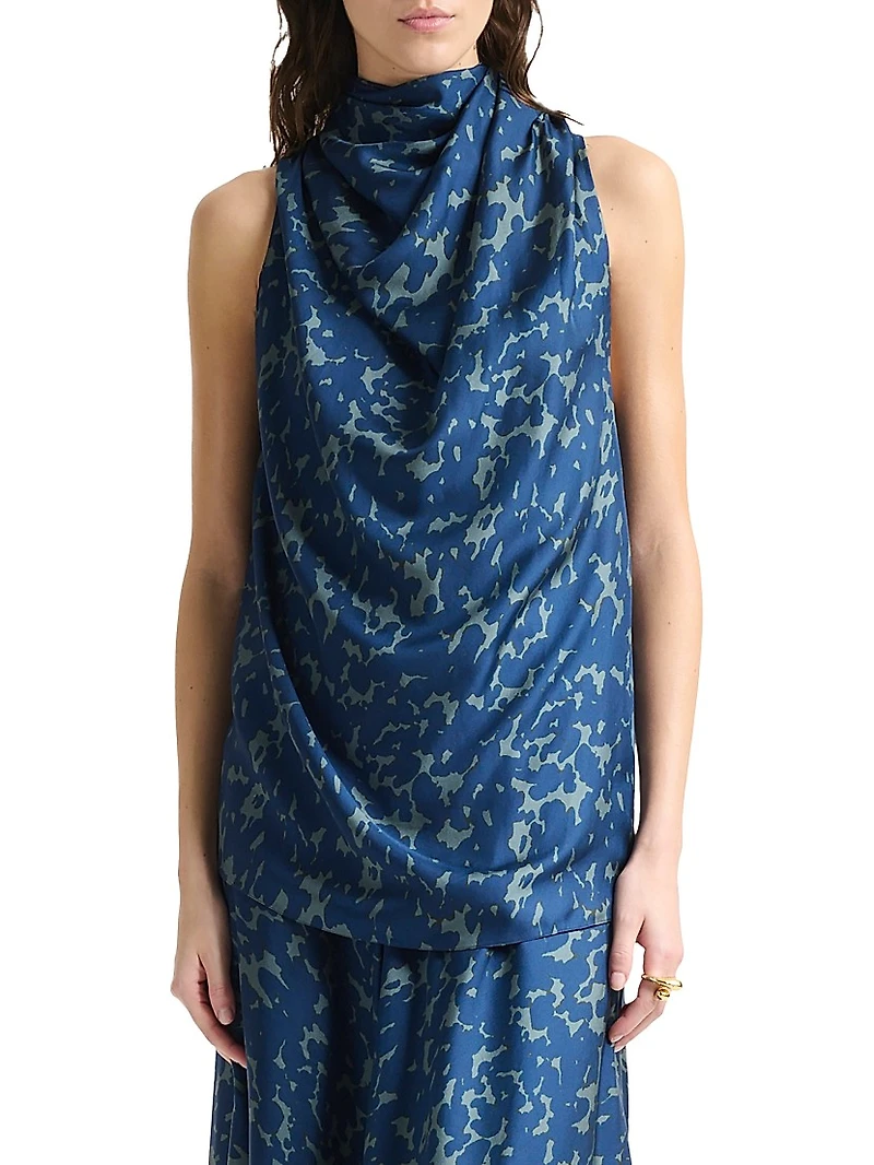 Sleary Tortoise Printed Silk Top