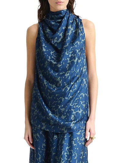 Sleary Tortoise Printed Silk Top