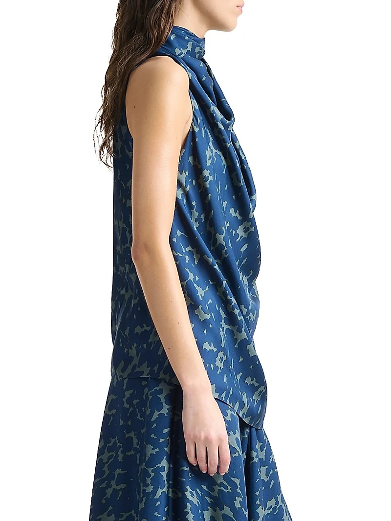 Sleary Tortoise Printed Silk Top