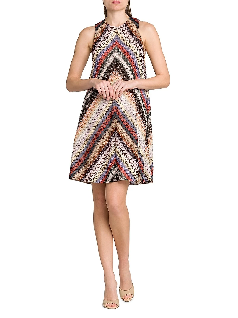 Chevron Sleeveless A-Line Minidress