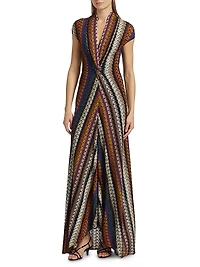 Stripe Knotted Mesh Gown