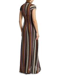 Stripe Knotted Mesh Gown