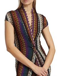 Stripe Knotted Mesh Gown