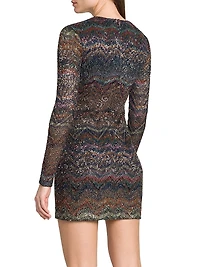 Sequin Chevron Knit Minidress