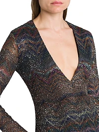 Sequin Chevron Knit Minidress