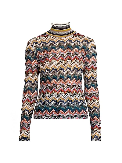 Zig-Zag Rolled Neck Sweater