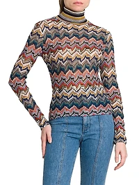 Zig-Zag Rolled Neck Sweater