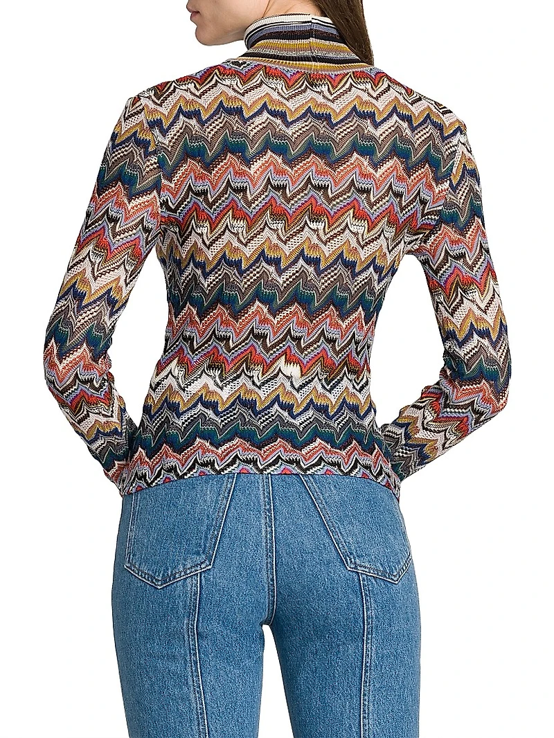 Zig-Zag Rolled Neck Sweater
