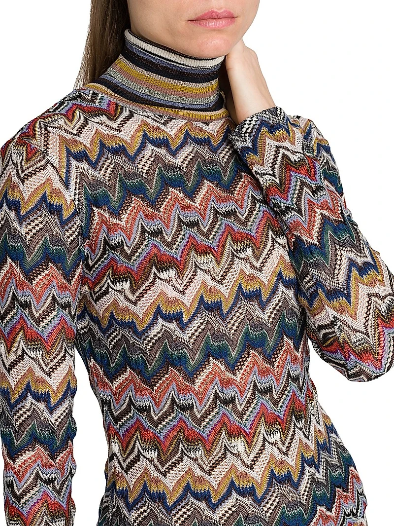 Zig-Zag Rolled Neck Sweater