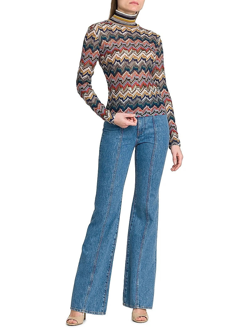 Zig-Zag Rolled Neck Sweater
