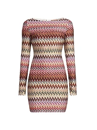 Zig-Zag Knit Boatneck Minidress