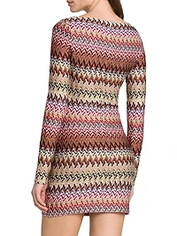 Zig-Zag Knit Boatneck Minidress