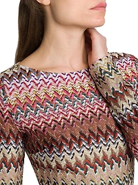 Zig-Zag Knit Boatneck Minidress