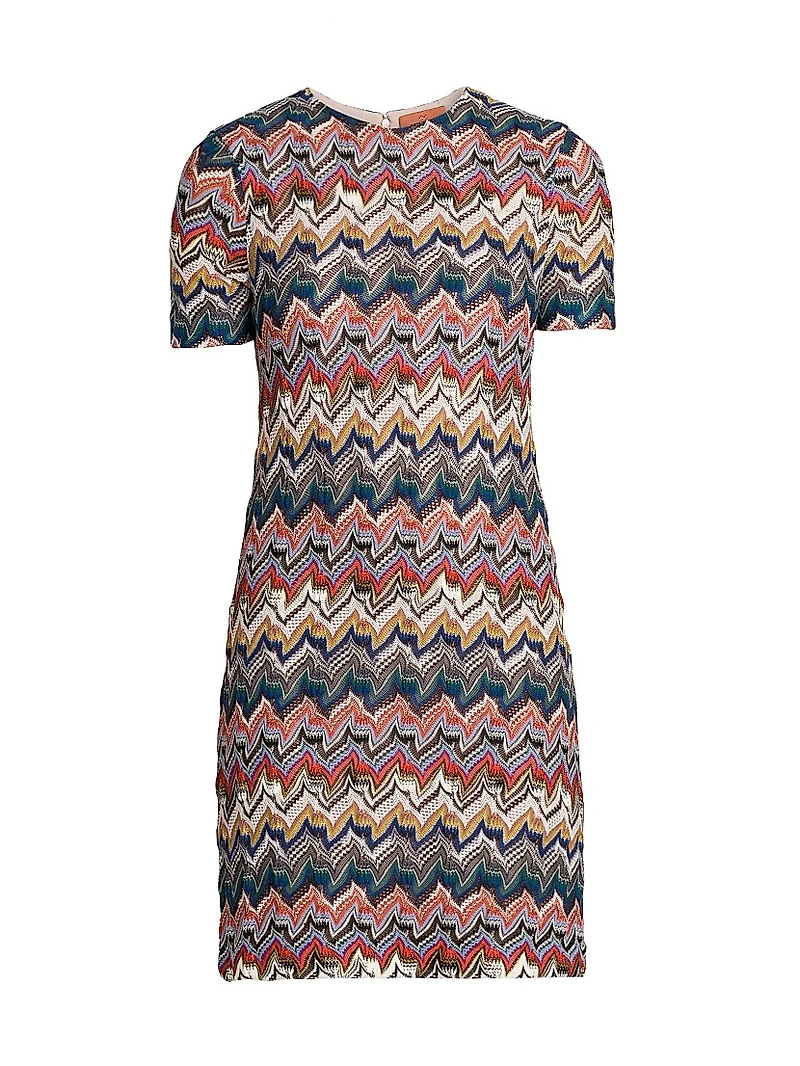 Flowered Raschel Knit Minidress